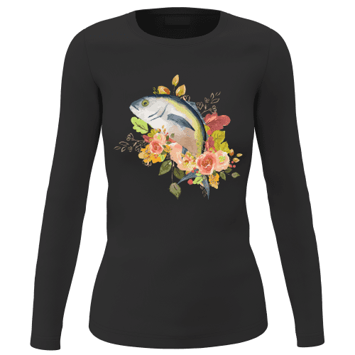 Fishing Flower Women Long Sleeve Shirt