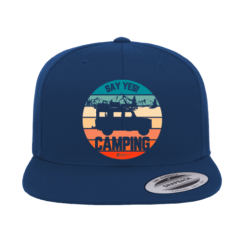 Style 70 Camping Printed Flat Bill Cap