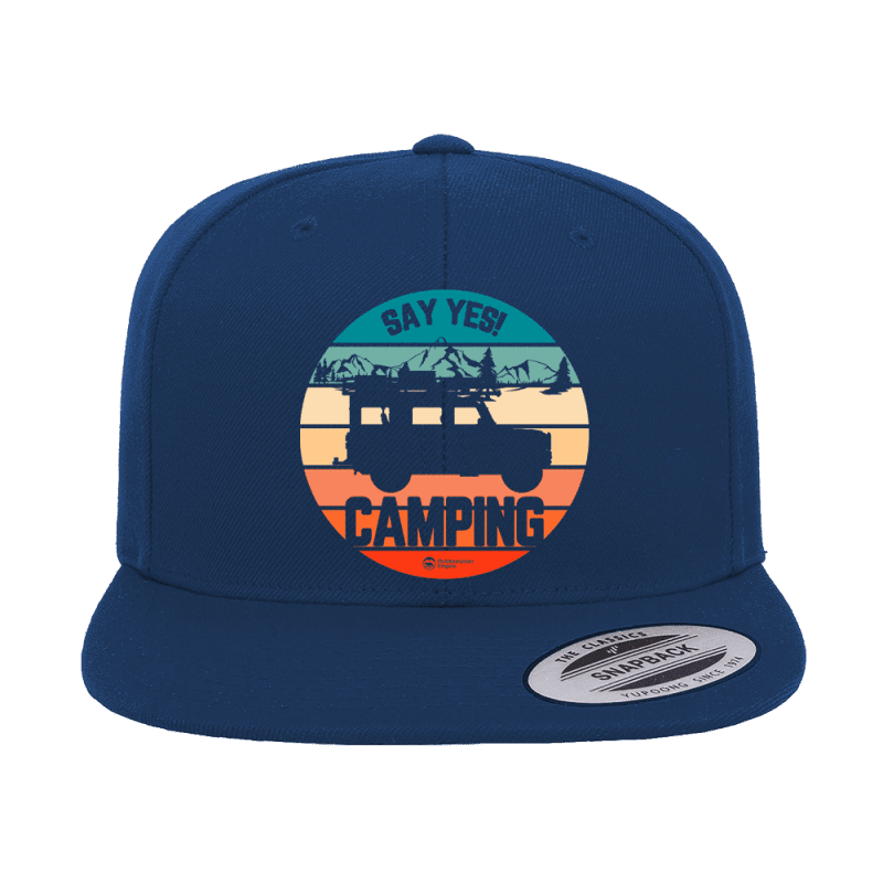 Style 70 Camping Printed Flat Bill Cap