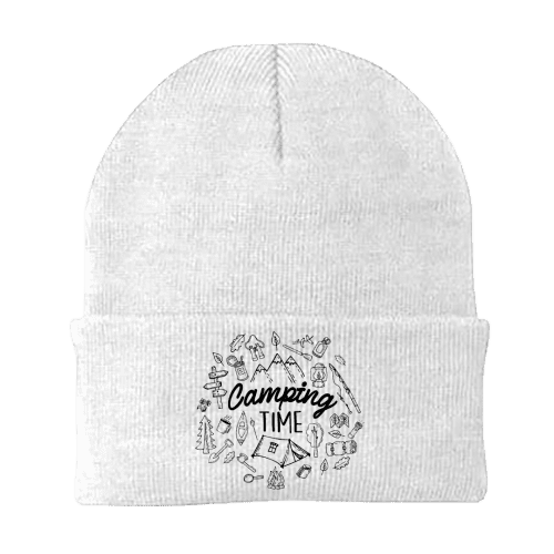 Camping Elements Embroidered Beanie