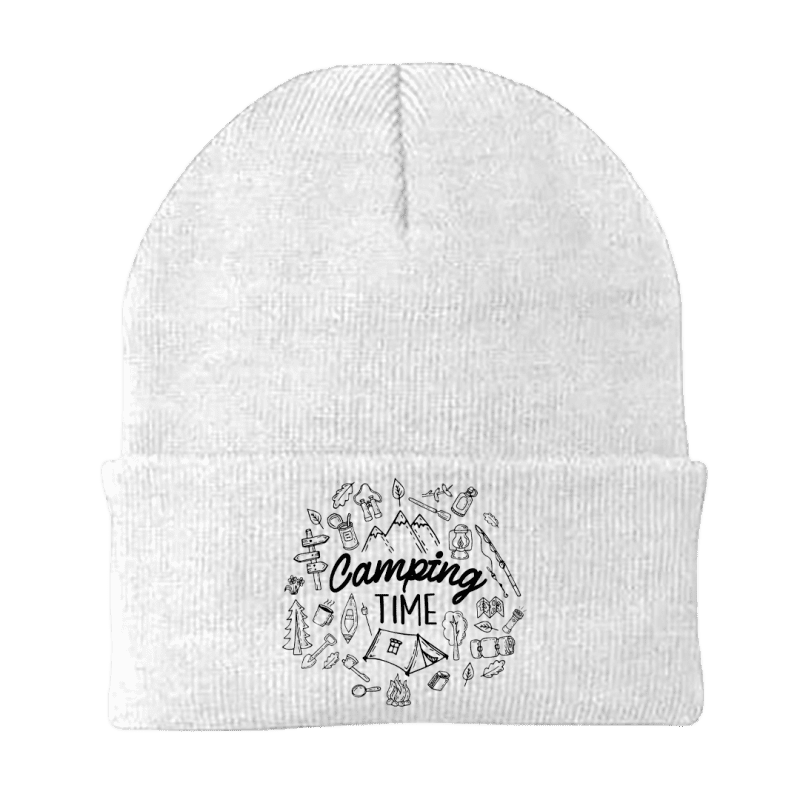 Camping Elements Embroidered Beanie