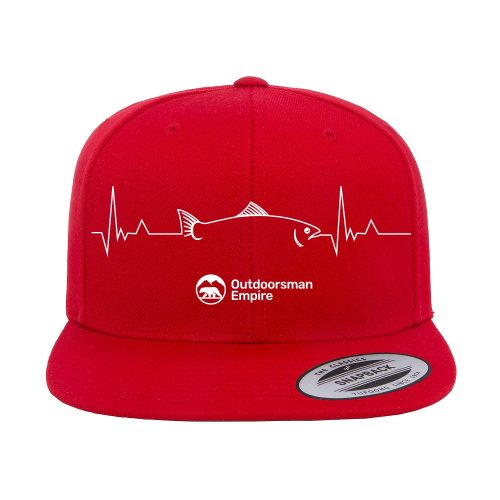 Fishing Cardiogram Embroidered Flat Bill Cap