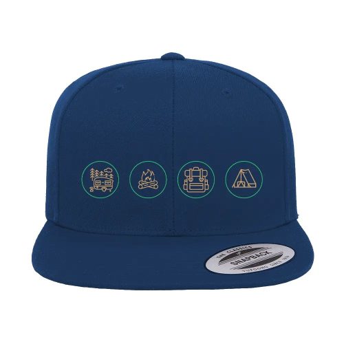 Camp Life Embroidered Flat Bill Cap