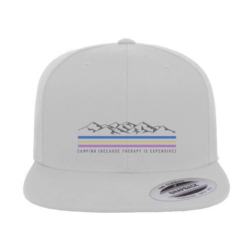 Camping Lines Printed Flat Bill Cap