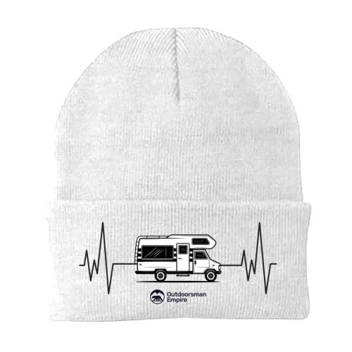 Camping Cardiogram Embroidered Beanie