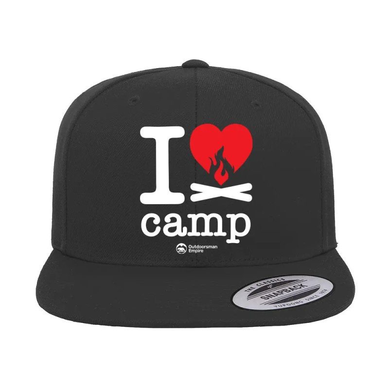 I Love Camp Embroidered Flat Bill Cap