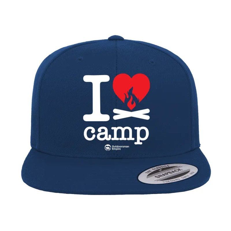 I Love Camp Embroidered Flat Bill Cap