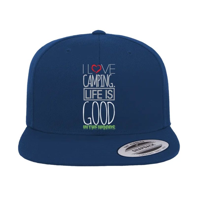 I Love Camping In The Woods Printed Flat Bill Cap